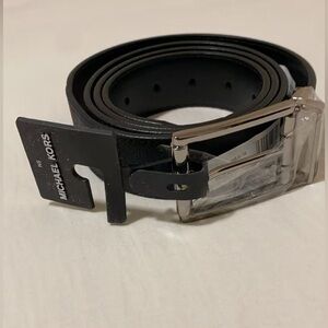 NWT Michael Kors Men’s Black Cut-To-Size Belt with Silver Buckle